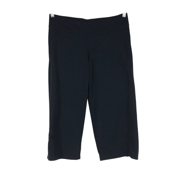 TITLE NINE - WOMEN'S MEDIUM - BLACK WIDE LEG ELASTIC WAIST CAPRI'S - Picture 1 of 10